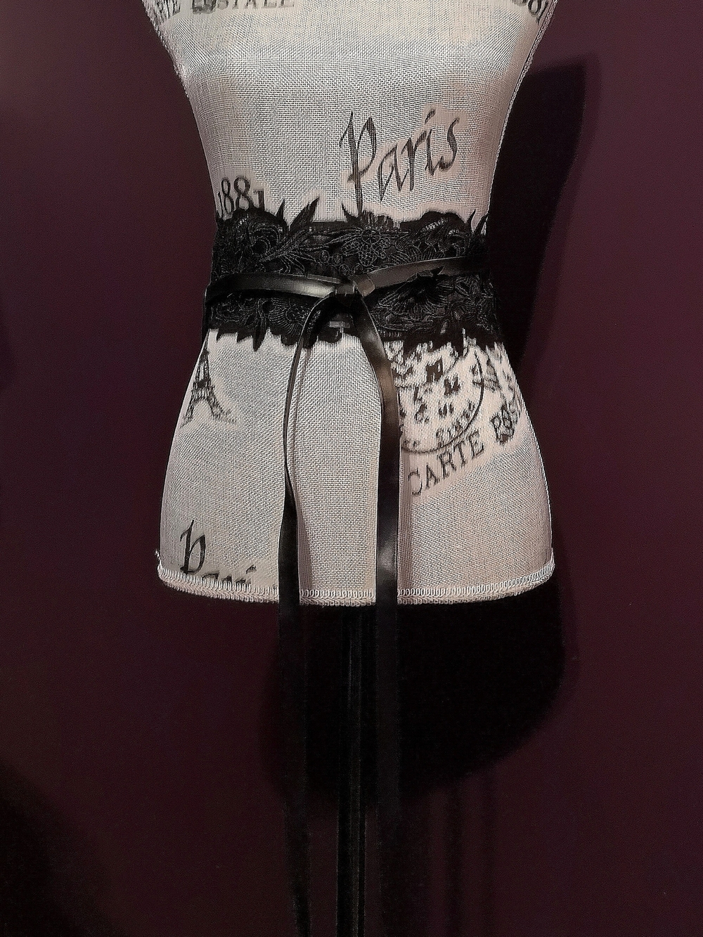 Plus-size Adjustable black Lace Ribbon Obi Belt Waist Sash - NWOT